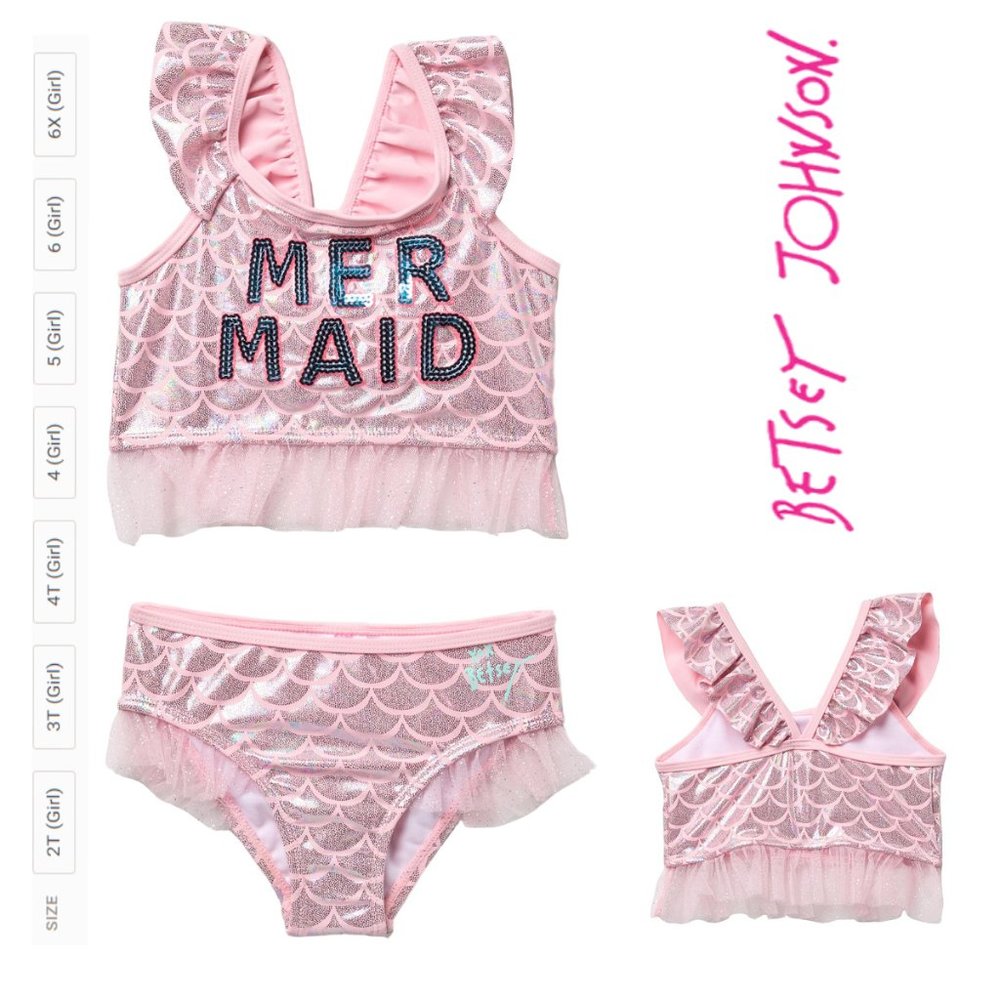 NWT BetseyJohnson 2-Piece Pink Mermaid Tankini Set - Picture 1 of 3